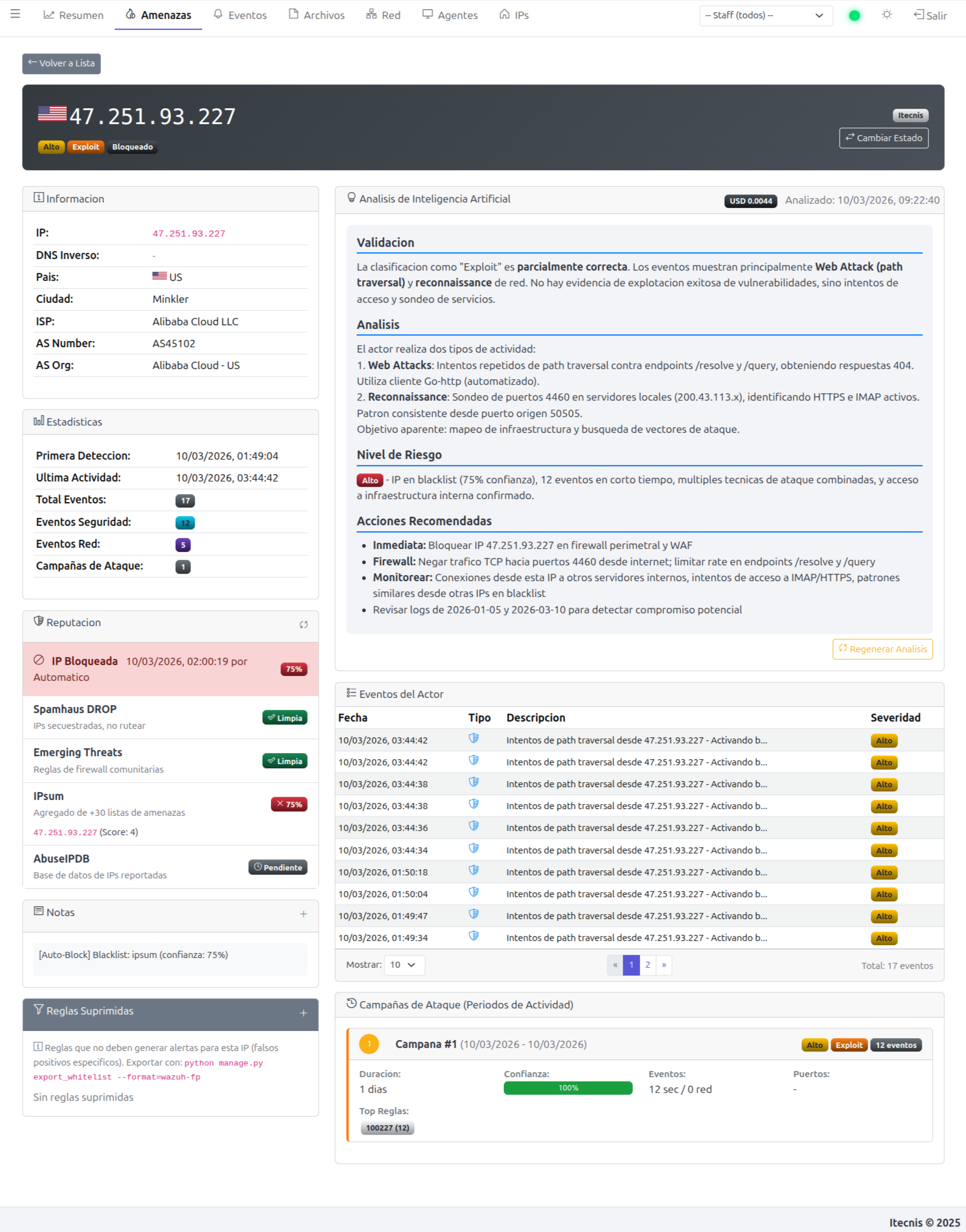 Análisis IA de Amenaza